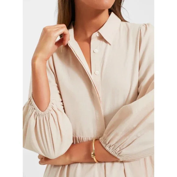 Pomander Place Tuckernuck Mabel Cotton Tiered Maxi Dress in Sandstone M Pockets - Picture 3 of 12